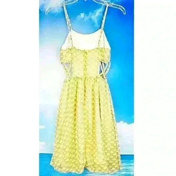 RACHAEL & CHLOE Womans YELLOW Juniors Summer SUN Dress BUTTERFLY Print size Sm - Picture 3 of 6